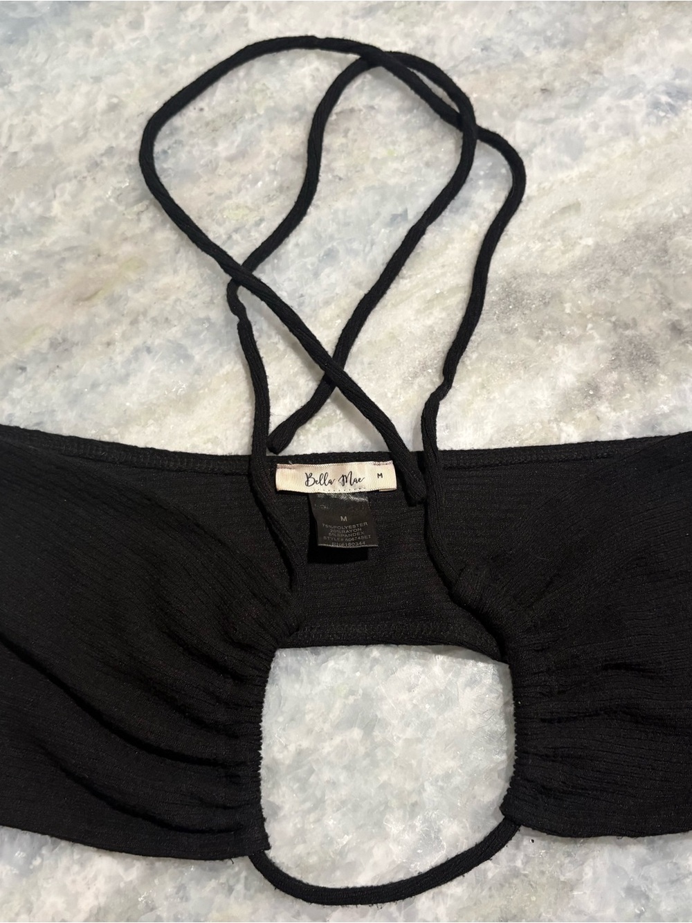 Bella Mae Black front-tie halter tube top Size M